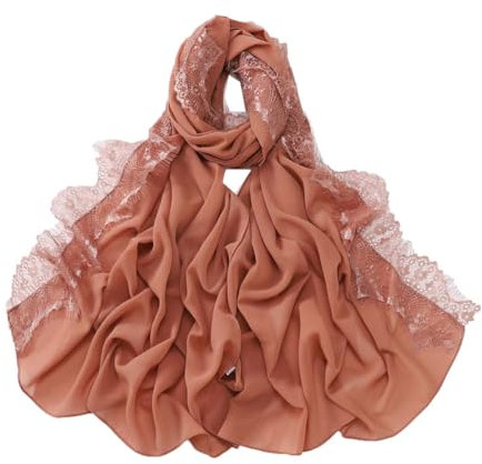 JDYaoYing Modischer Chiffon-Schal für Damen, Wimpern-Stil, muslimischer Hijab, langer Schal, Altrosa, One size