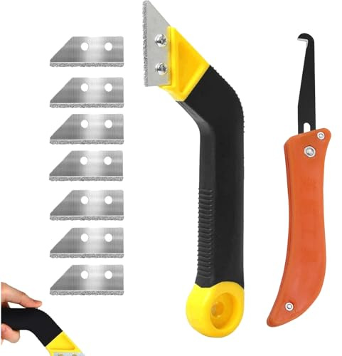 8 Pcs Pro Grout Removal Tool,Rake Removal Tools Tile Grout with 6 Pcs Replacement Accessories, Saw Angled Grout Scraping Rake for Tile Cleaning, Grouting Tool Efficient Removal