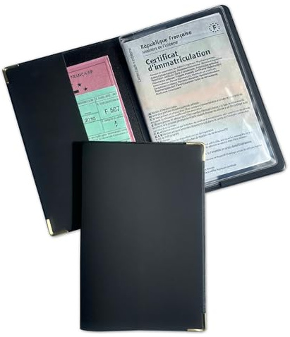 Nemau - Portapapel para vehículo con 2 persianas con funda de 3 persianas transparente – Lote de 2 fundas – Fabricación francesa – Protección de documentos para automóvil duradero – Modelo de goma