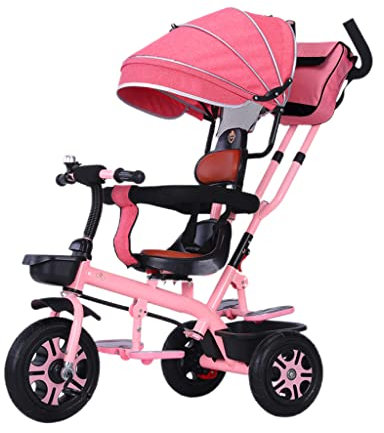 ZONABSQQ Kinderwagen Kinderwagen Verstellbarer Schiebegriff und Baldachin-Aufhängungssystem, Dreirad-Fahrrad-Kindertrolley, vordere Fußstütze faltbar Komfort und Sicherheit