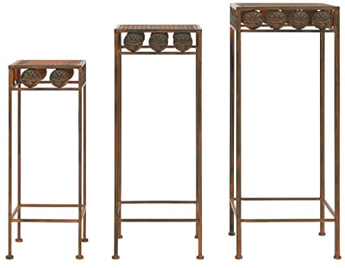 LLEZKBR Home & Garden Artikel-Pflanzenständer-Set, 3-teilig, Vintage-Stil, Metall, rostig