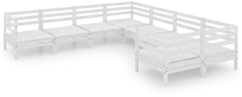 WEMYUFURN 8-TLG. Garten-Lounge-Set Massivholz Kiefer Weiß, Outdoor-Sitzgruppe, Terrassen-Lounge-Set, Garten-Couchgarnitur - Wetterbeständig, Komfortabel - für Terrasse, Garten und Balkon