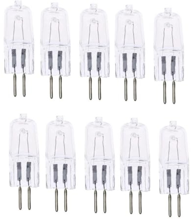 UGEFKMQ G5.3 Halogen Bulbs 230V 20W 35W 50W 75W 100W Clear Glass Halogen Lamps GU5.3 Bi-Pin Base Warm White 2700K 10Pc 10W