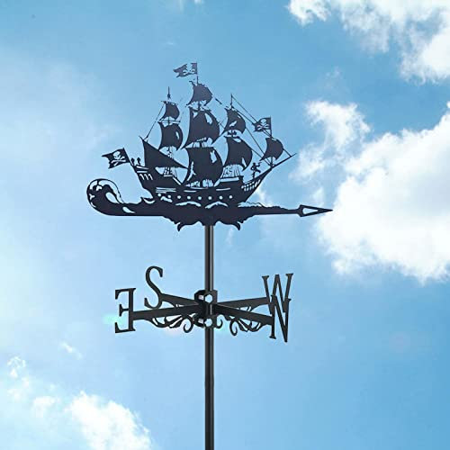 Metall Wetterfahne Bootsform Messwerkzeug - Wetterfahne mit Segelboot-Schiff-Ornament für einfache Montage und Richtungsanzeige in Ihrem Hof