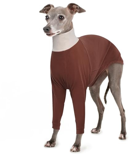 IECOii Windhundpullover, Rollkragen-Hundepullover für Windhunde, Warmer Italienischer Windhundpullover aus Fleece, Windhund-Pyjama, Jumpsuit mit Zwei Beinen, langärmeliges Sweatshirt,Braun XS