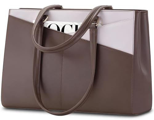 LOVEVOOK Laptop Bags for Women Tote Bag 15.6 Inch, Ladies Handbags Work Bag | PU Leather for Office Business Shopping, Large Womens Hand Bag with Laptop Compartments