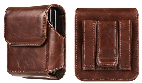 Galaxy Z Flip 7 6 5 4 3 Belt Clip Pouch Leather, Cell Phone Holster with Belt Loop Sleeve Leather Fanny Pack Compatible with Huawei P50 Pocket/Pura X/Moto Razr 50/Razr 50 60 Ultra/Razr Plus/Razr 40