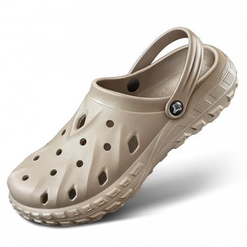 KEMISANT Clogs-Comfortable Mules Sandals Watershoes for Men Women Cushioned Footbed Arch Support-Lightweight EVA(Camel-12 Women/10 Men)