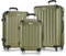 MERISH Reisekoffer Koffer Kofferset Trolleys Zwillingsrollen 3tlg. Hartschale in 9 Farben (Oliv, Set)
