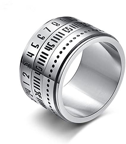 Herrenringe, Edelstahl-Drehring mit arabischen Zahlen, einzigartiger 14-mm-Mitteldrehring für Männer, Schmuckgeschenk