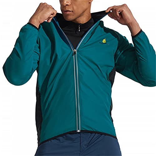 Fahrradjacke Herren Wasserfest Atmungsaktiv Windbreaker Leicht und Luftige Fahrradbekleidung mit Reißverschlusstaschen Langarm Fahrradtrikot Sommer Raglanärmel Reflektierende Packbare Radtrikot