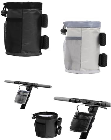2 Stück Getränkehalter Fahrrad,Granmagazz flaschenhalter Fahrrad, Wasserdichtes Material Mit Ablaufloch im Boden,Elastischer Kordelzug,Geeignet für Folding, Kinderwagen, Motorrad, Rollstuhl, Scooter
