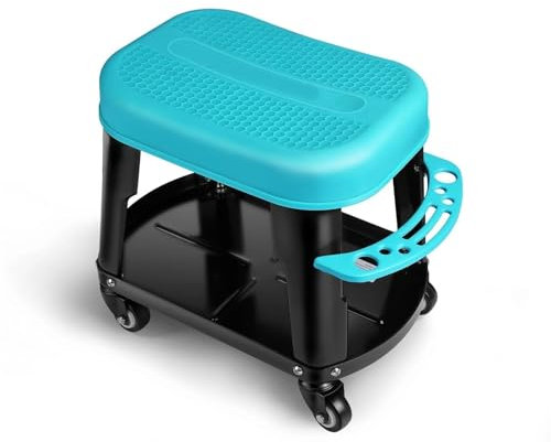RVIFY hocker mit Rollen Rollbarer Mechanikerhocker mit Werkzeugablage, robuster Garagen-Rollsitz mit 2-Zoll-Lenkrädern Rollhocker