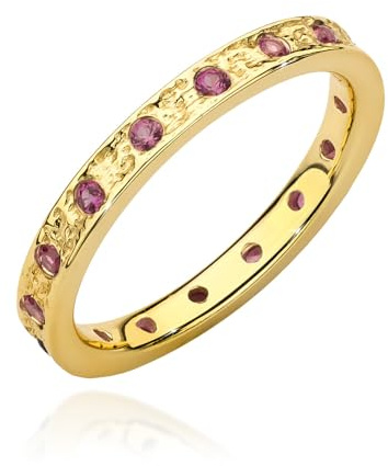 MARKO Ring 925 Silber Damen & Herren – 16 echte Rubine oder Saphire rundum gefasst | Goldringe Damen & Silberringe Herren | Freundschaftsringe | Geschenkbox (Gold und Rubin, 57 (18.2))