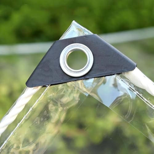 Amunpitic Telo Trasparente con Occhielli 3.5x2m, Telone Impermeabile Esterno per Balcone teloni Impermeabili occhiellati Telo Trasparenti plastica per portici Allaperto, balconi