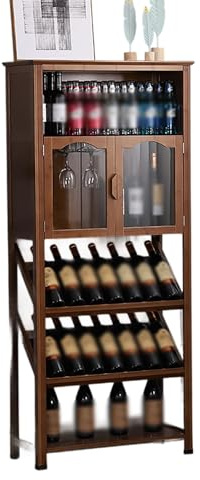 Weinschrank mit umgekehrtem Glasregal – Vitrine für Küche, Speisekammer, geneigtes Design verhindert Weinoxidation, perfekt für Küche, Bar oder Arbeitszimmer