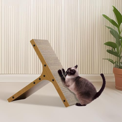 Kratzbrett Katzen, 50 cm hohe T förmige Kratzpappe, widerstandsfähig Katzenkratzbrett, Katzen Kratzmöbel as Pappe Karton für Wand und Ecke (Khaki)