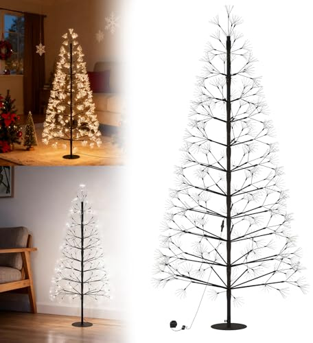 LZQ LED Feuerwerksbaum Lichtbaum 150cm Kaltweiß, künstlicher Lichterbaum mit 1500 LEDs, künstlicher Baum mit Metallstamm, dekorativer Baum für Garten, Terrasse, Hochzeit, Weihnachten, Party
