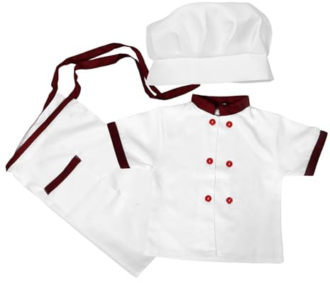 VILLCASE Costume da Cuoco per Grembiule e Cappello Vestito da Cucina a Maniche Corte Rosso Scuro Abbigliamento per Gioco di Ruolo e Recite Scolastiche Taglia 110 CM