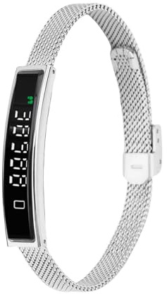 ZAICOLER Smart Bracelet, Stainless Steel Zinc Alloy 5.6mm Thin 18mAh 5 Day Fitness Tracker with Remote Photography & Sports Modes Health Bracelet for Swimming Running Cycling Sleep (Silver)