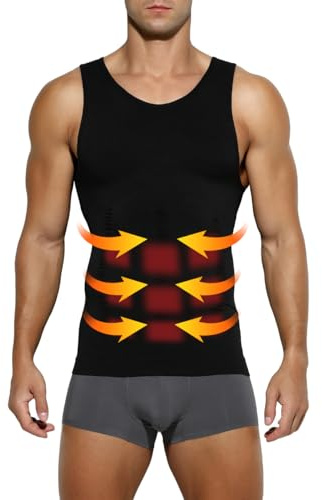 Casey Kevin Faja Chaleco Hombre, Camiseta Reductora Compresión, Camisa de Compresión Slim para Hombres, Alta Elasticidad Body Shaper Chaleco(Tamaño: S-XXL)
