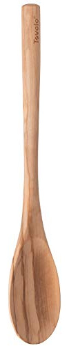 Tovolo Olivewood Kitchen Spoon, Natural Wood Cooking Utensil for Mixing and Stirring, Safe for Cast Iron and Nonstick Cookware, Smooth Finish, Durable Handle, 12-Inch