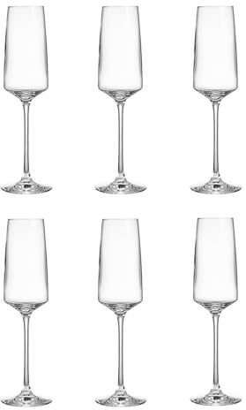 BUTLERS 6er Set Sektgläser 250ml - WINE & DINE - Sektkelche, Sektflöte aus Kristallglas | spülmaschinenfeste Gläser für Prosecco, Champagner | Ideal für Weihnachten, Silvester, Partys