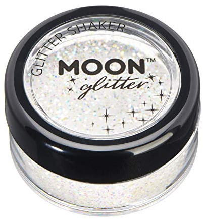 Shaker brillant iridescent par Moon Glitter (Paillette Lune) – 100% de paillettes cosmétique pour le visage, le corps, les ongles, les cheveux et les lèvres - 5g - Blanc