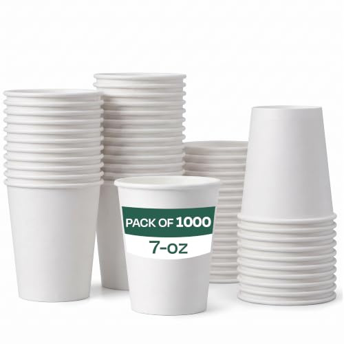 We Can Source It Ltd – Single Wall White Paper Cups 7oz – Recyclable Disposable Cups for Hot and Cold Drinks – Strong Paper Catering Cups for Home Office Cafes Events - Pack of 1000
