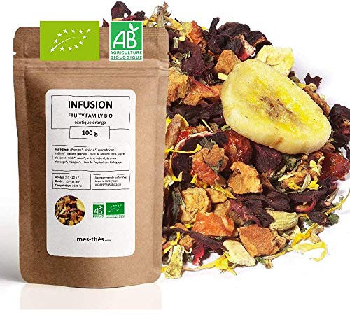 Infusion Bio Exotique Orange - Fruity Family - 100g (40 tasses) - Thé en vrac 100% Agriculture Biologique - Mes-Thés