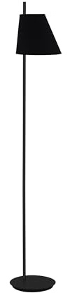 EGLO Stehlampe Estaziona, 1 flammige Stehleuchte | Standleuchte aus Stahl und Textil, Wohnzimmerlampe in Schwarz, Lampe mit Tritt-Schalter, E27 Fassung
