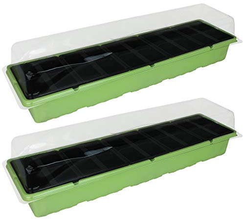 Kinzo Pflanzkasten mit 20 Töpfen Anzuchtschale klein 2er Set Zimmergewächshaus Anzucht Pflanzen Kräuter Treibhaus