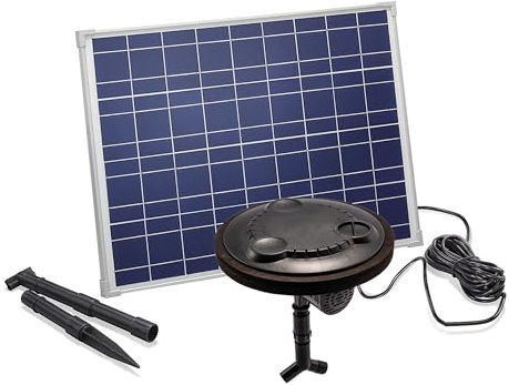 Esotec Solar Teichbelüfter Set schwimmend Power Float 35/400, 400l/h Sauerstoffpumpe, 18V/DC Teichpumpe, Luftpumpe Gartenteich, Belüftungspumpe, Teichzubehör, Solarpumpe, 101890