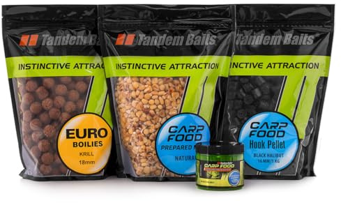 Tandem Baits 4er-Set Köder-Set Session Carp Box Fish Mix Hook Pellet 16 mm | Prepared Maize | Euro Boilies 18 mm | Perfection Hookers 18 mm | Karpfen Angeln Karpfenzubehör Profis & Hobby-Angler