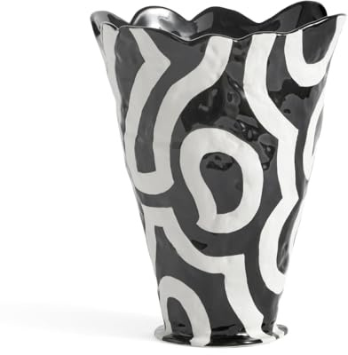 Hay Jessica Hans Shadow Vase aus Steinzeug in der Farbe Schwarz-Weiß, Maße: 19,5cm x 19,5cm x 25cm, 541358