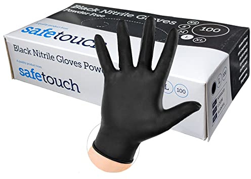 100 Disposable Strong Black Nitrile Gloves Powder Free Latex Free Gloves Examination Gloves Multipurpose Nitrile Gloves Rubber Gloves (Small, Black)
