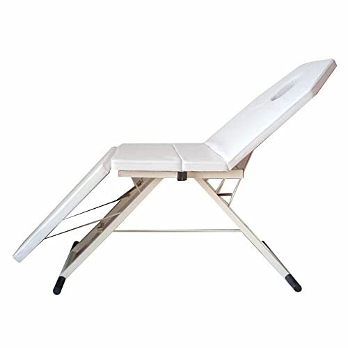 Futchoy Verstellbarer Klappbarer Massagetisch, Tragbarer Massagetisch für SPA Schönheitssalon, Physiotherapie 3-Fach Massagetisch (White)