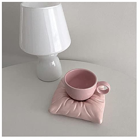 Angelzubehör Neuheit Keramik Kaffeetassen 3D Keramikkissen Kissen Kissen Design Tasse Nette kreative Milchkaffeetasse for erstaunliches Geschenk 6,7 Unze Kleinteilebox (Color : Roze)