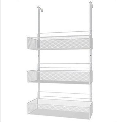 RebeSCo Türregal Zum Einhängen, Hängeorganizer über der Tür, Türhaken Zum Einhängen 10 Kleiderbügel Hakens mit 2 Mesh Korb über Tür Lagerung Rack,Für Küche& Bad & Speisekammer,Weiß,B