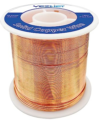 99,9 % massiver blanker Kupferdraht (20 Gauge, 100 m), weich, 0,5 kg Spule, reiner Kupferdraht für Handwerk, Elektrokultur-Gartenarbeit, Schmuckherstellung