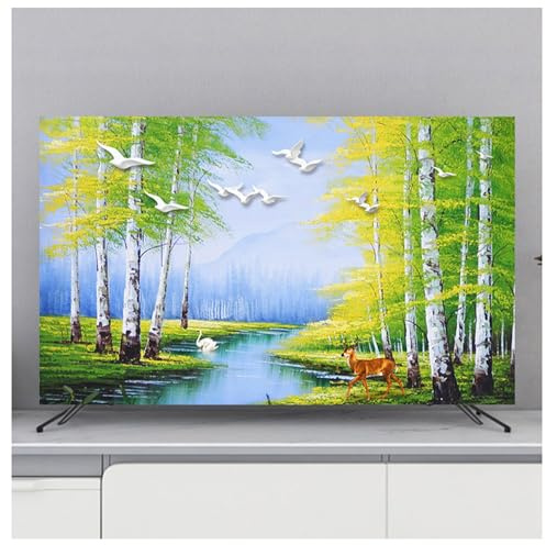 BLUEZY Indoor TV Cover 32-80 TV/PC Covers Indoor Display Cover TV Dust Cover Soft Polyester Fabric Printed Dust-Proof Protector for Flatscreen Television, Smart TV D,70in