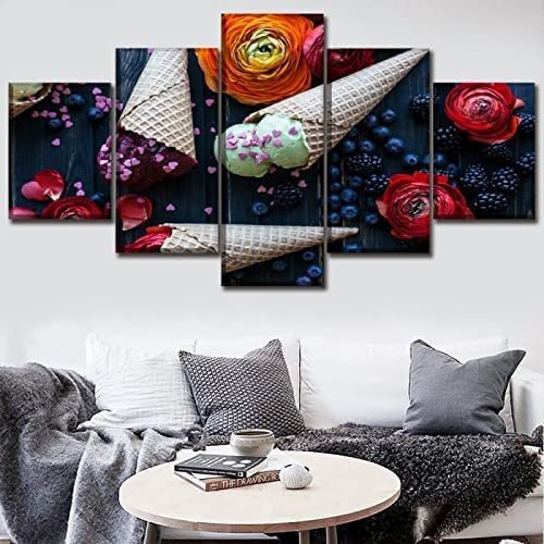 Leinwanddrucke Leinwandbilder 5 Teilig Süßigkeiten Essen Mit Rahmen 150 X 80 Cm Hd Gedruckt 5 Stücke Leinwand Wandkunst Malerei Modulare Poster Drucken Moderne Wohnzimmer Wohnkultur