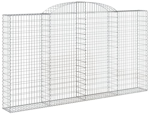 vidaXL Arched Gabion Baskets Set of 3, Galvanised Iron Barrier, Outdoor Garden Decor, Silver, 300x30x160/180 cm (LxWxH)