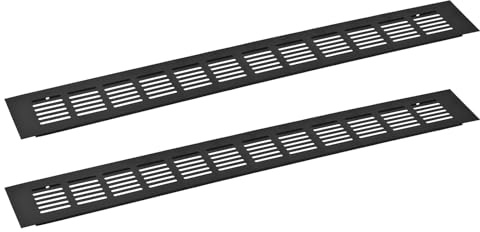 sourcing map 2pcs Rectangle Ventilation Grille Aluminum Alloy Mesh Air Vent Cover Louvered Ventilation Cover for Cabinet Wardrobe Shoe Cabinet Closet, 500x60mm/19.69x2.36