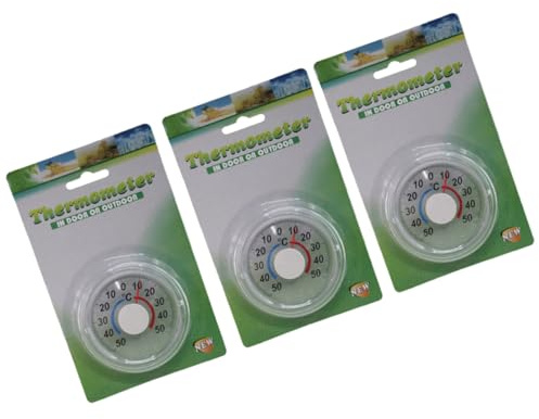 Happyyami Termometro per Ambienti in Plastica, Design a Doppio Ordine, 3 Pezzi, Facile da Appendere, per Giardino e Scuola, Celsius e Fahrenheit