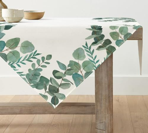 Artoid Mode Eukalyptus Sommer Tischwäsche, Frühling Saisonnal Küche Tisch Dekoration Drinnen Urlaub Party Dekor 100x100 cm