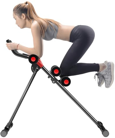 ab Red Black Height Adjustable Ab Trainer, Full Body Foldable Waist Trainer for Home Gym, Suitable for Beginners