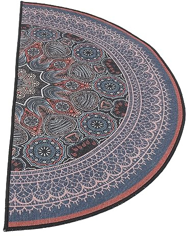 Ciieeo Tappeto Antiscivolo in Poliestere Mezzo Cerchio Bohemien Marrone Stile Vintage e Retrò e Non Trattenente Polvere per Camera da Letto e Soggiorno
