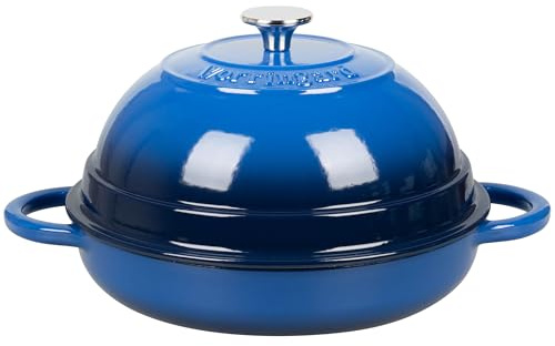 VORRINGARD Cast Iron Enameled Dutch Oven Pot with Lid for Bread Baking, Bread Oven, 6 Quart, Blue