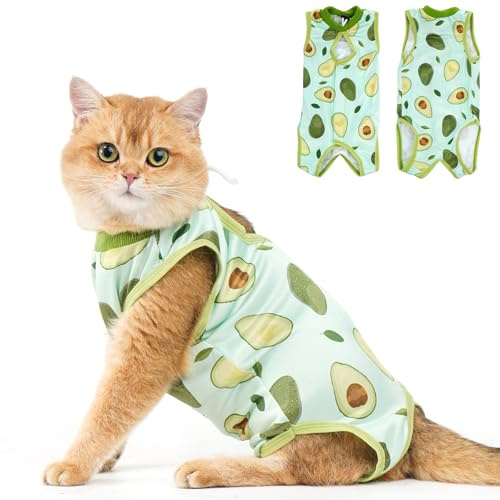 Avont Body Chat Post Opératoire Stérilisation, Combinaison de Récupération pour Chat Anti Léchage, Cat Recovery Suit après Chirurgie, Protection Post-Chirurgie, Contre Maladies de Peau -Avocat(L)